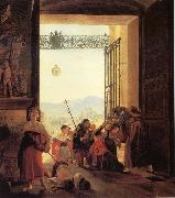 Karl Briullov Pilgrims in the Roorway of The Lateran Basilica oil painting reproduction
